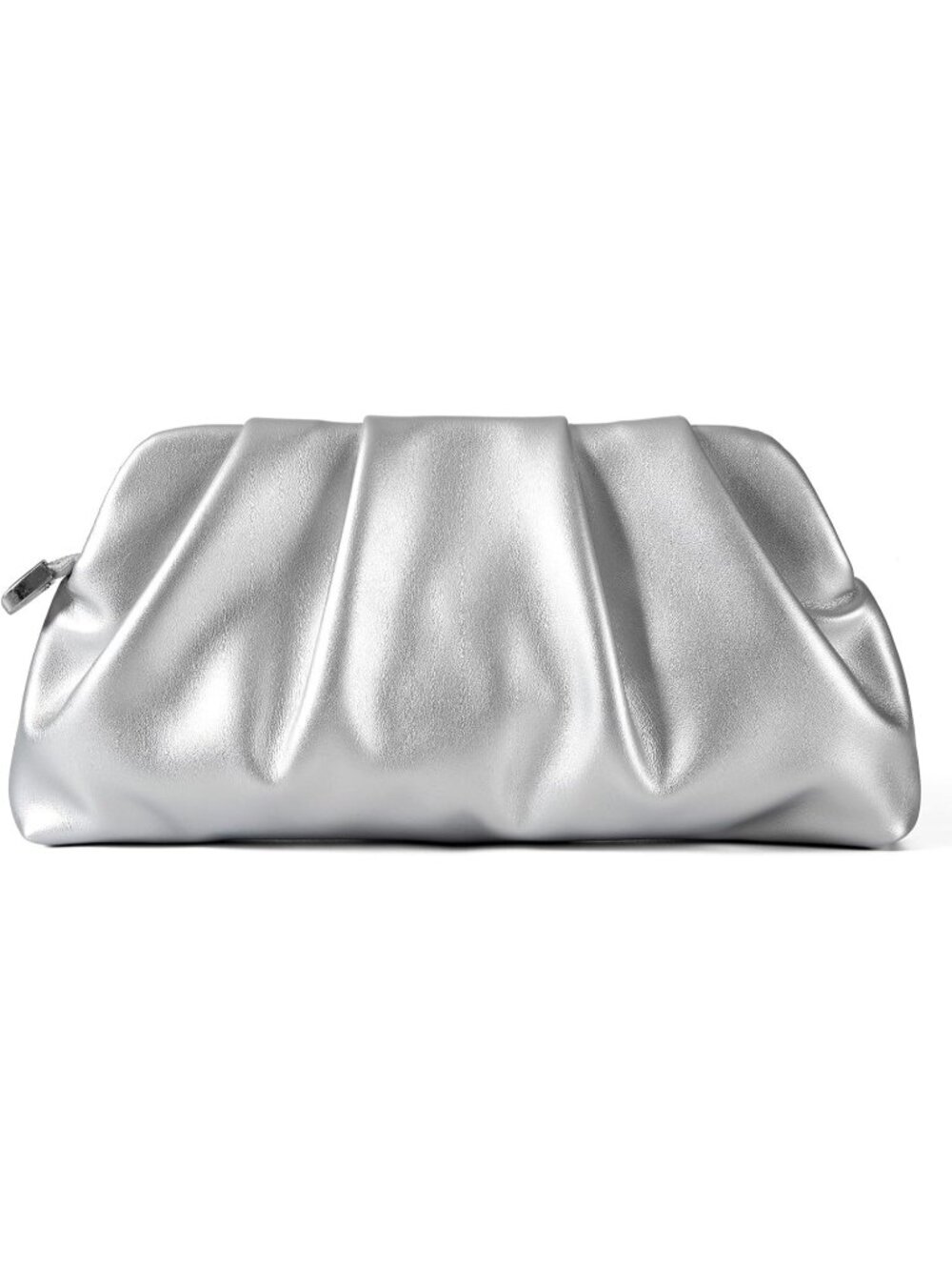 👜Women's Silver Leather Clutch Purse Detachable Metal Chain Crossbody Bag